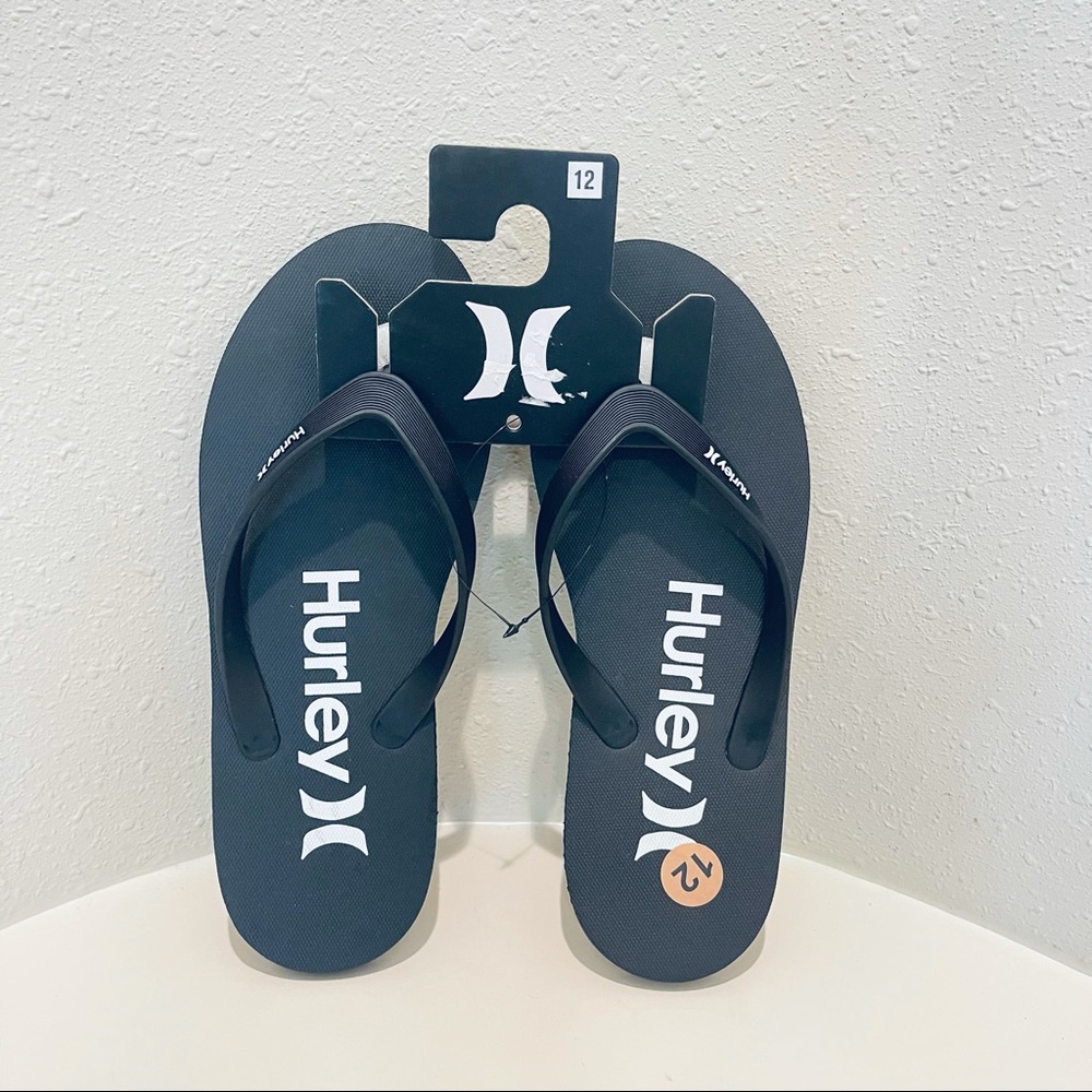 Hurley Men’s Black Flip flops/Sz:12/NWT